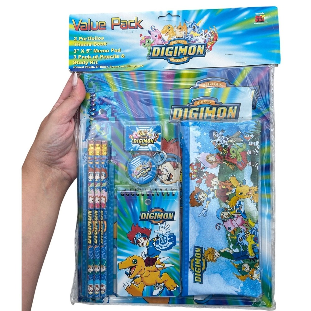 Vintage Digimon Digital Monsters Stationery Value Pack 2000 Kittrich New Sealed